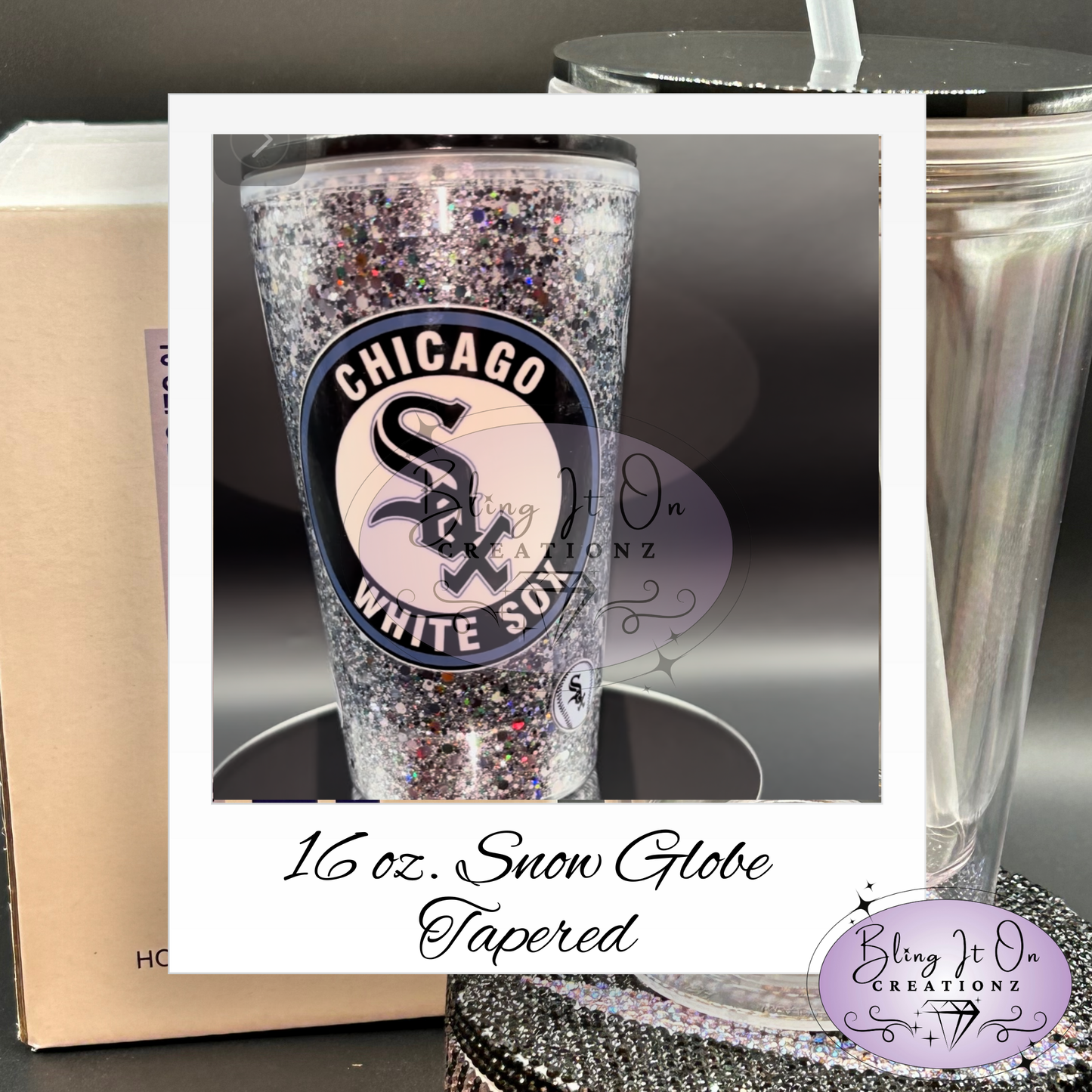 9) Personalized Snow Globe Acrylic Tumbler