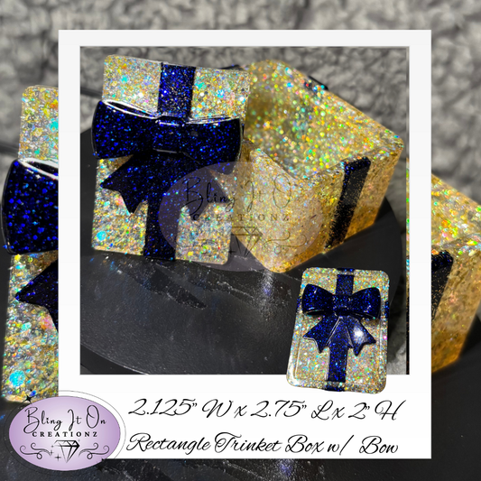 Small Rectangle Trinket Box w/ Bow on Lid